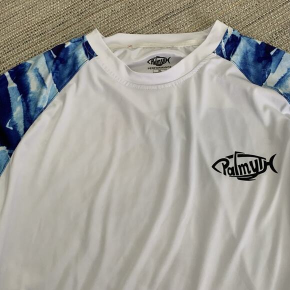 Palmyth T-Shirt Performance Fishing Mens XL Red White Blue Pullover Rash Guard - Picture 4 of 6